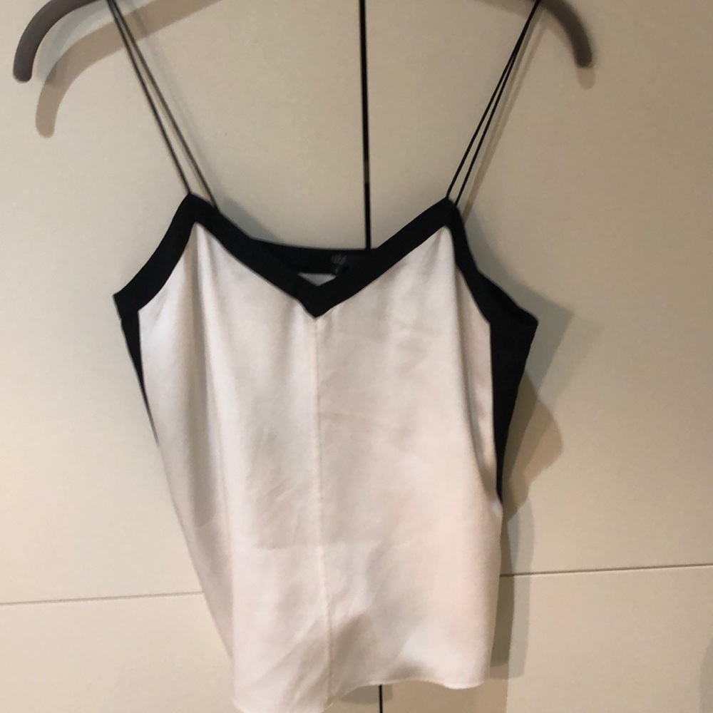 White and black silk camisole